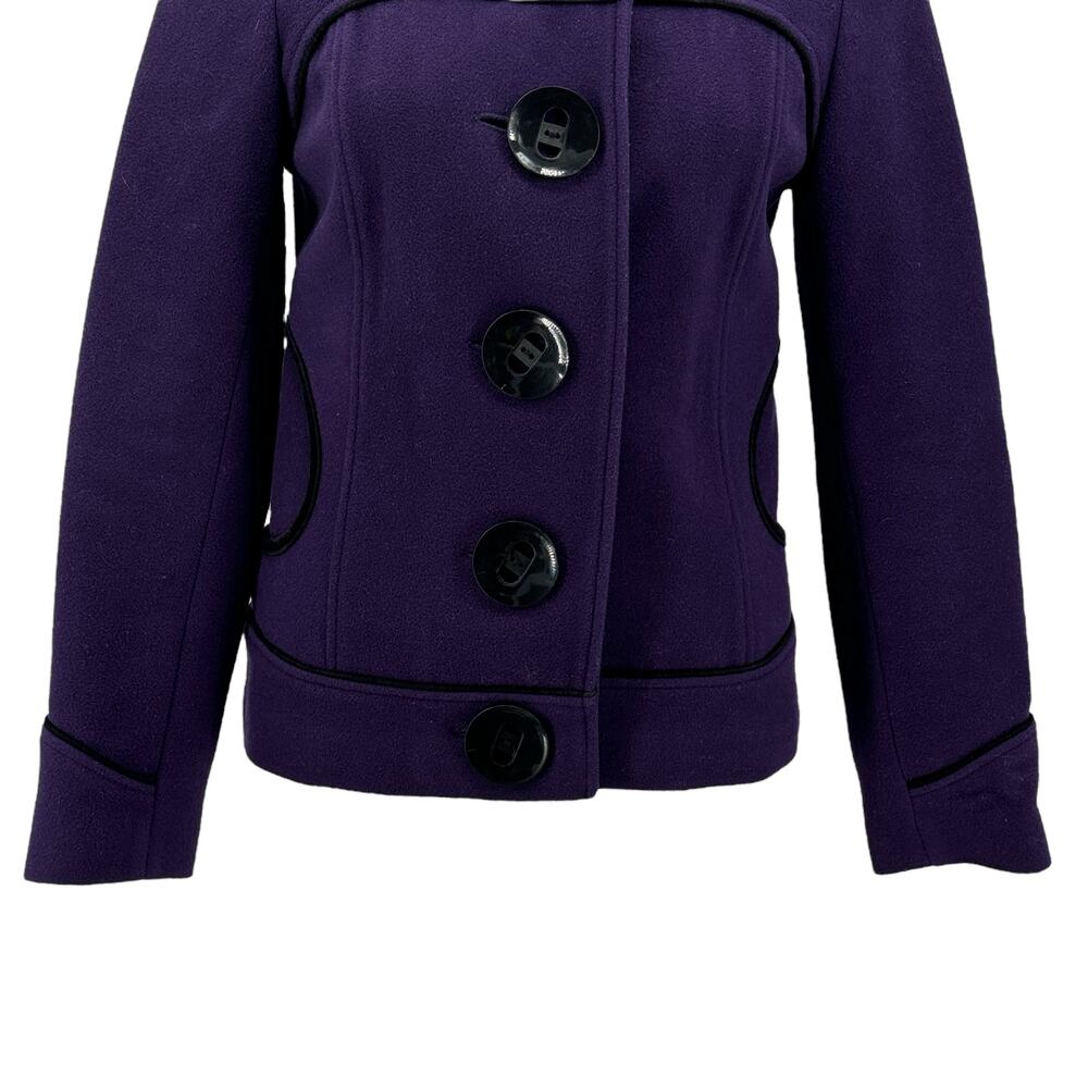 Soia & Kyo Women's Wool Jacket SZ S Peacoat Purple Button Up Funnel Neck Short - Picture 3 of 12